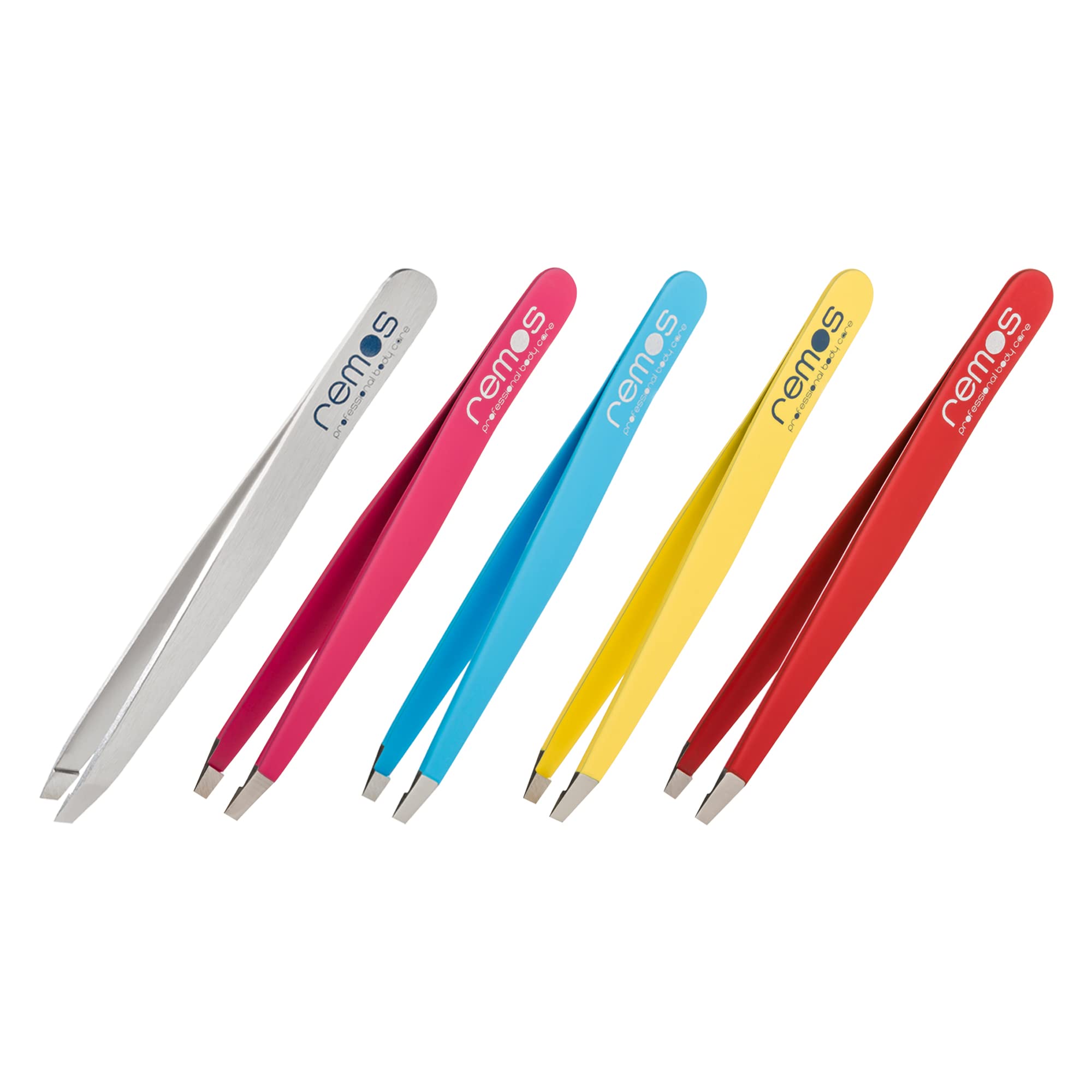 REMOS Pinzetta per sopracciglia in acciaio inox con punta dritta da 9,5 cm in fucsia