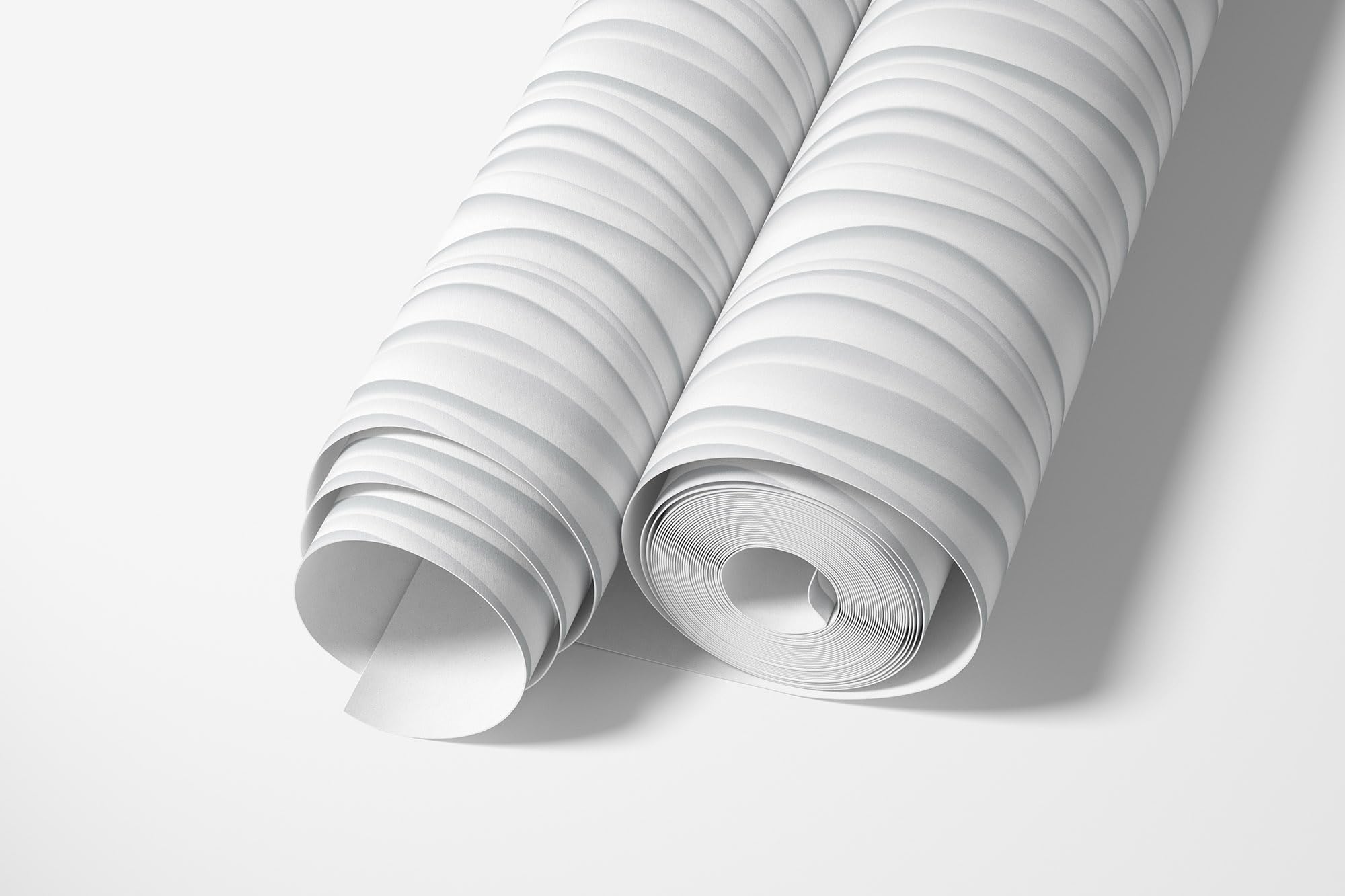 GP TONER Carta da parati in tessuto non tessuto 3D onde bianche moderna decorazione parete soggiorno camera corridoio stile minimal effetto rilievo profondità design elegante 10m x 0.5m