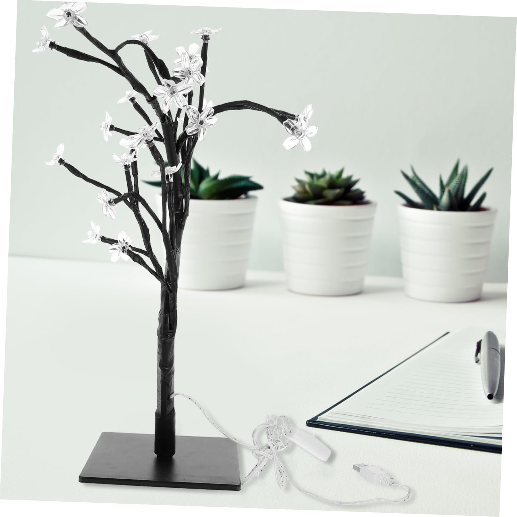 Zerodeko Decorative Fiber Optic Flower Tree Light Small Lamp for Living Room Fairy Lights for Bedroom Decor