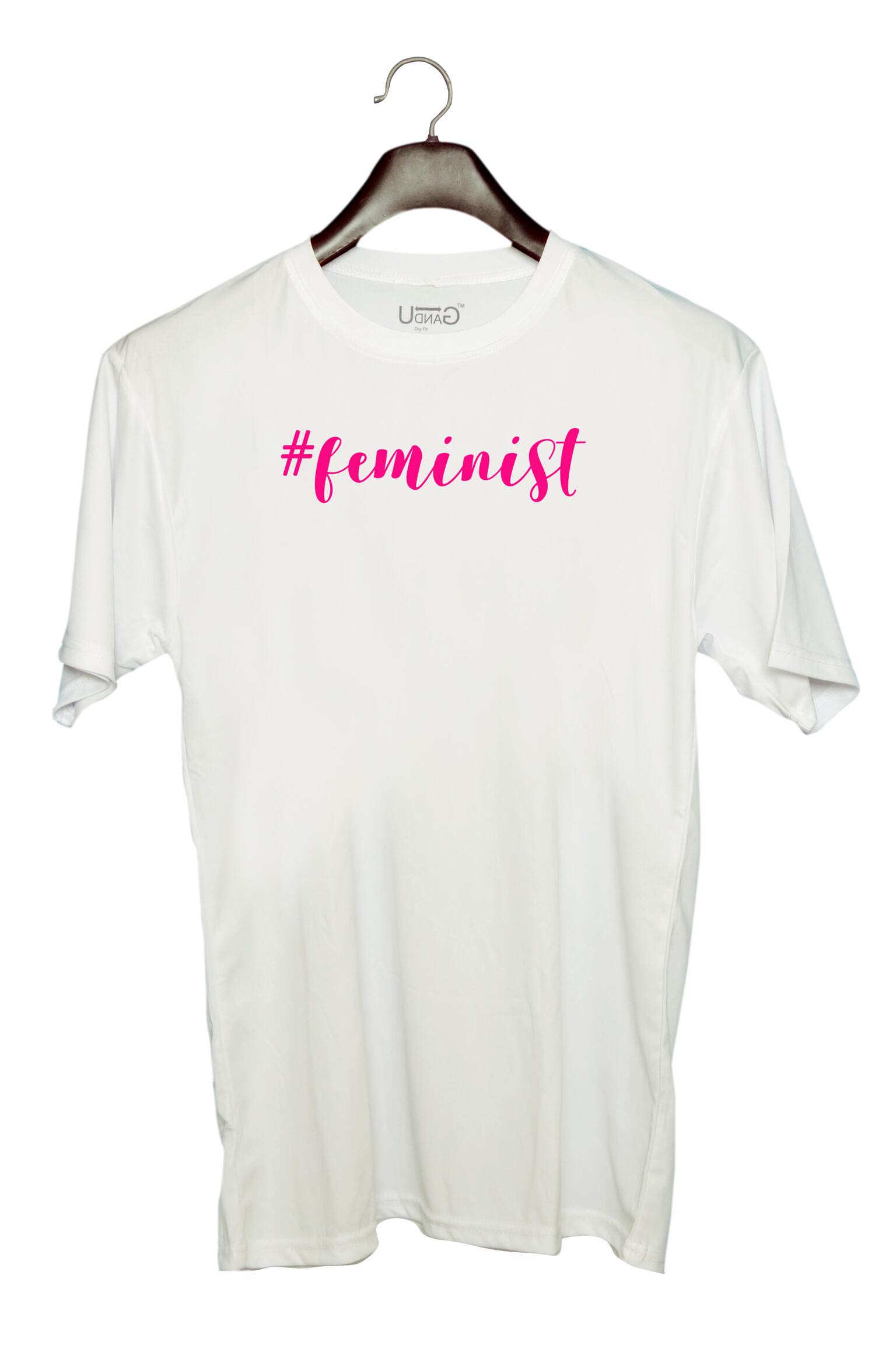 Unisex Round Neck Graphic 'Feminist ' Polyester T-Shirt White [Size 2YrsOld/22in to 7XL/56in]