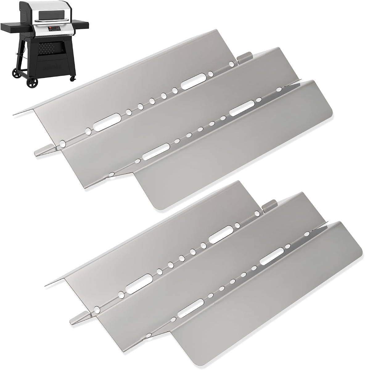 Heat Plates for Nexgrill Neevo 720 Smart 720-1054 Grill, 2-Pack Stainless | Fits Nexgrill 720-1054 Neevo 720; 14.6"x10.2" stainless steel heat tents; even heating; tool-free install; protects burner