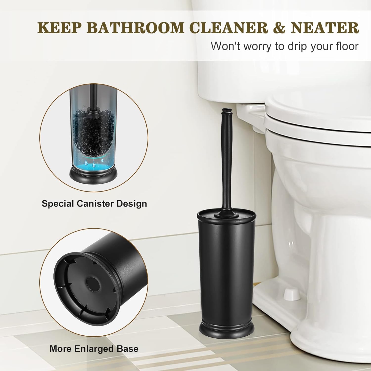 Toilet Bowl Brush Holder Set: Bathroom Deep Cleaning Toilet Scrubber Rim Cleaner with Caddy for Restroom Rv - Hidden Modern Elegant Toilet Clean Decorative Accessories - Black : Home & Kitchen