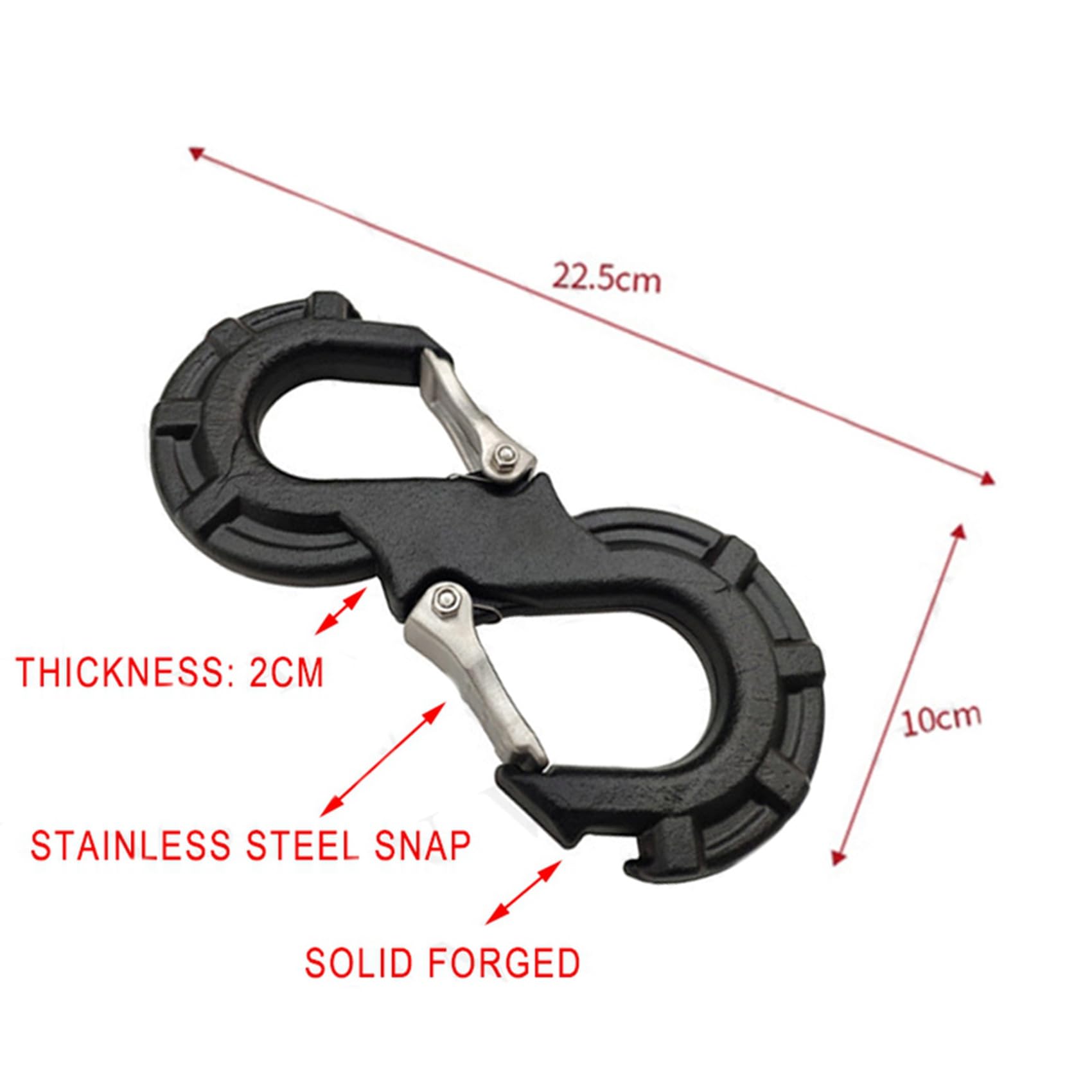 2 grillete negro en forma de S para rescate rápido, para coche, JK Offroad, remolque, recuperación, cabrestante de coche, grilletes