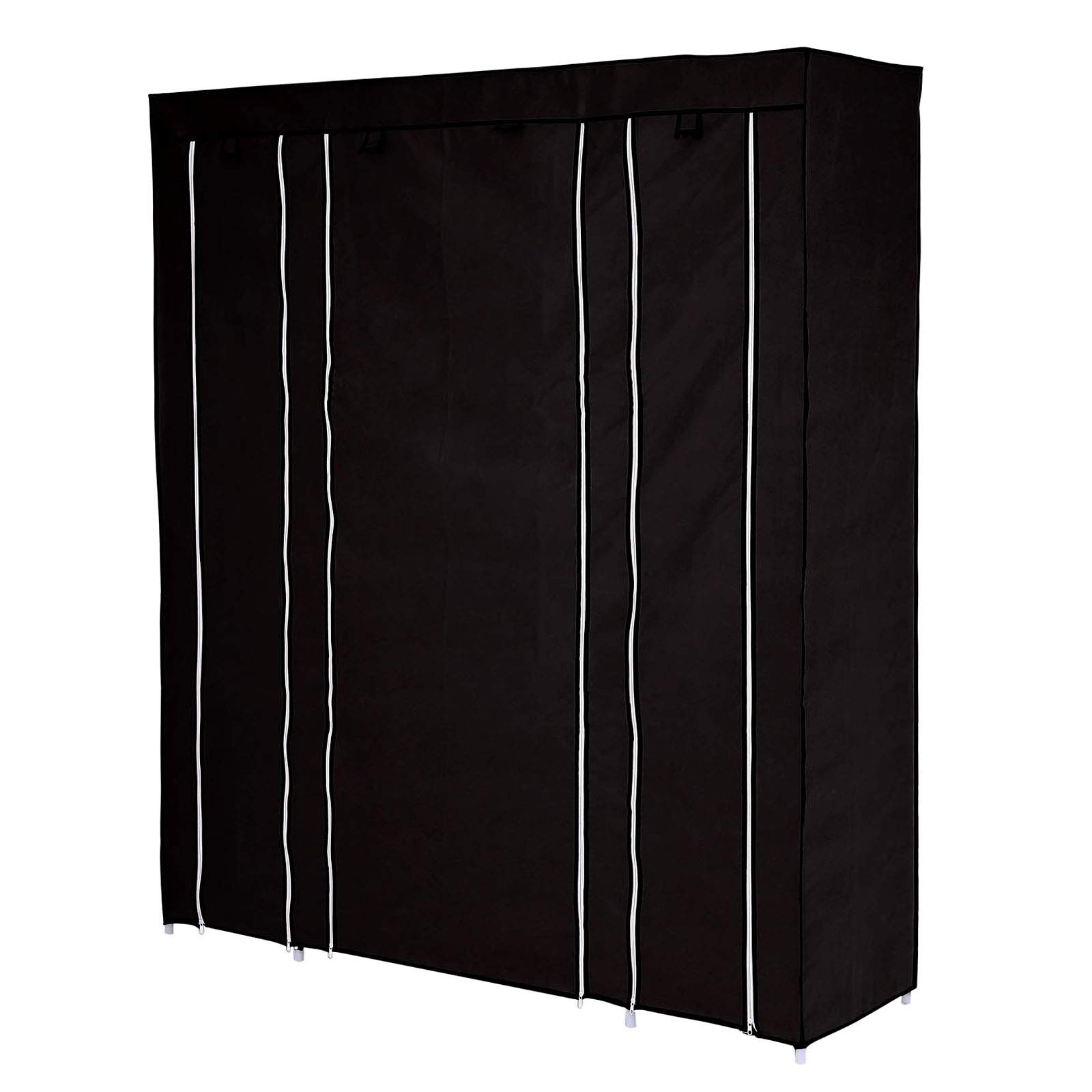 dibea Armoire en Tissu Pliable, 150x45x175 cm, penderie Textile Peu encombrante avec étagères, Respirante et Stable, Tige à vêtements, revêtement PP Facile à Nettoyer, Noir