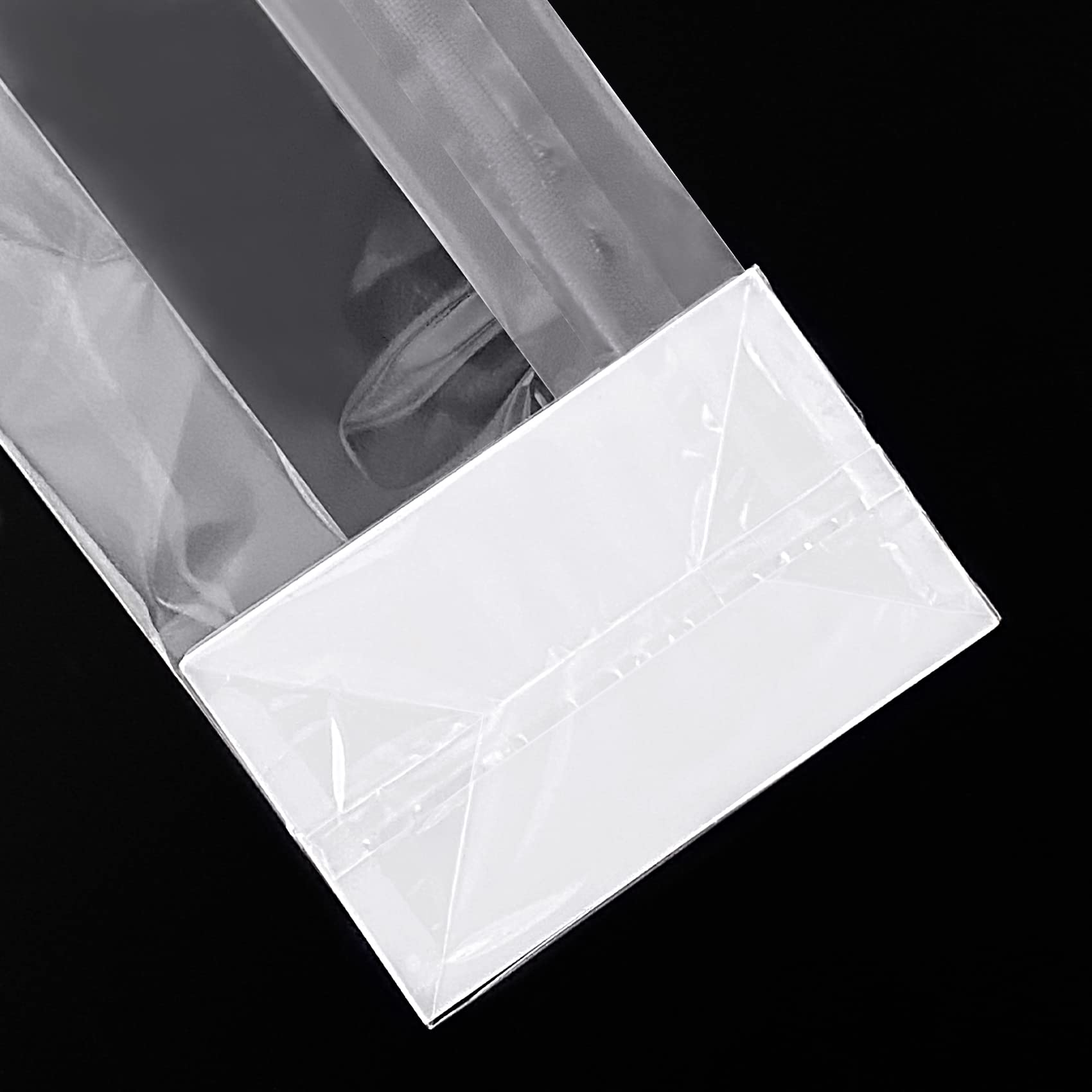Gusseted Cellophane Bags,Flat Bottom Cellophane Smore Bags with Paper Insert 50Pcs 3x2x8 Inches (Mini Size)