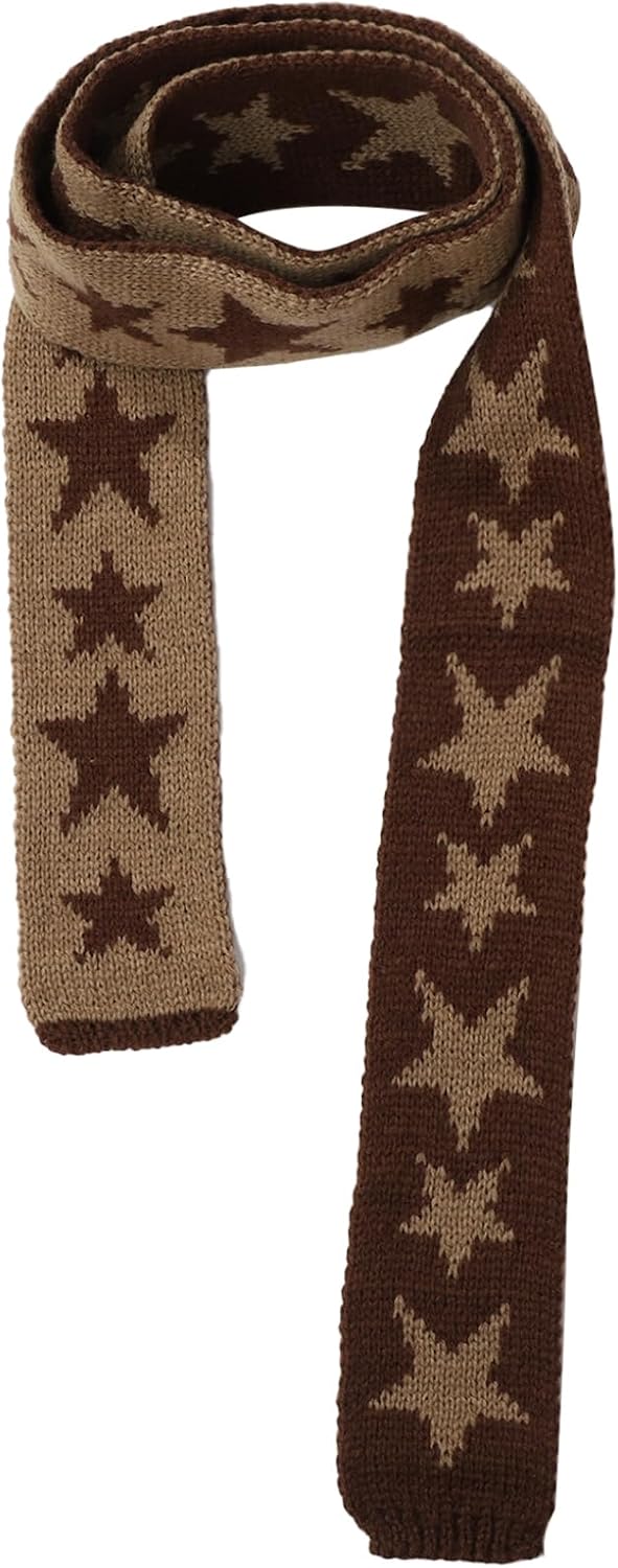Kaerm Winter Warm Long Scarf Pentagon Pattern Knitted Scarf Fashion Accessory for Cold Weather