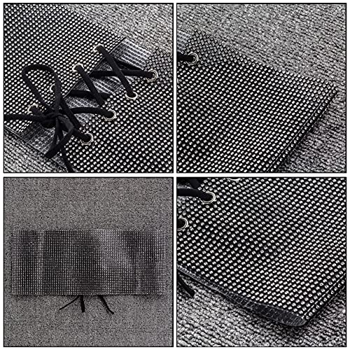 BOLLEY JOSS Women Rhinestone Waistband Bling Crystal Wide Waist Belt Sash Bandage Self Tied Corset Party Cinch Belly Band4