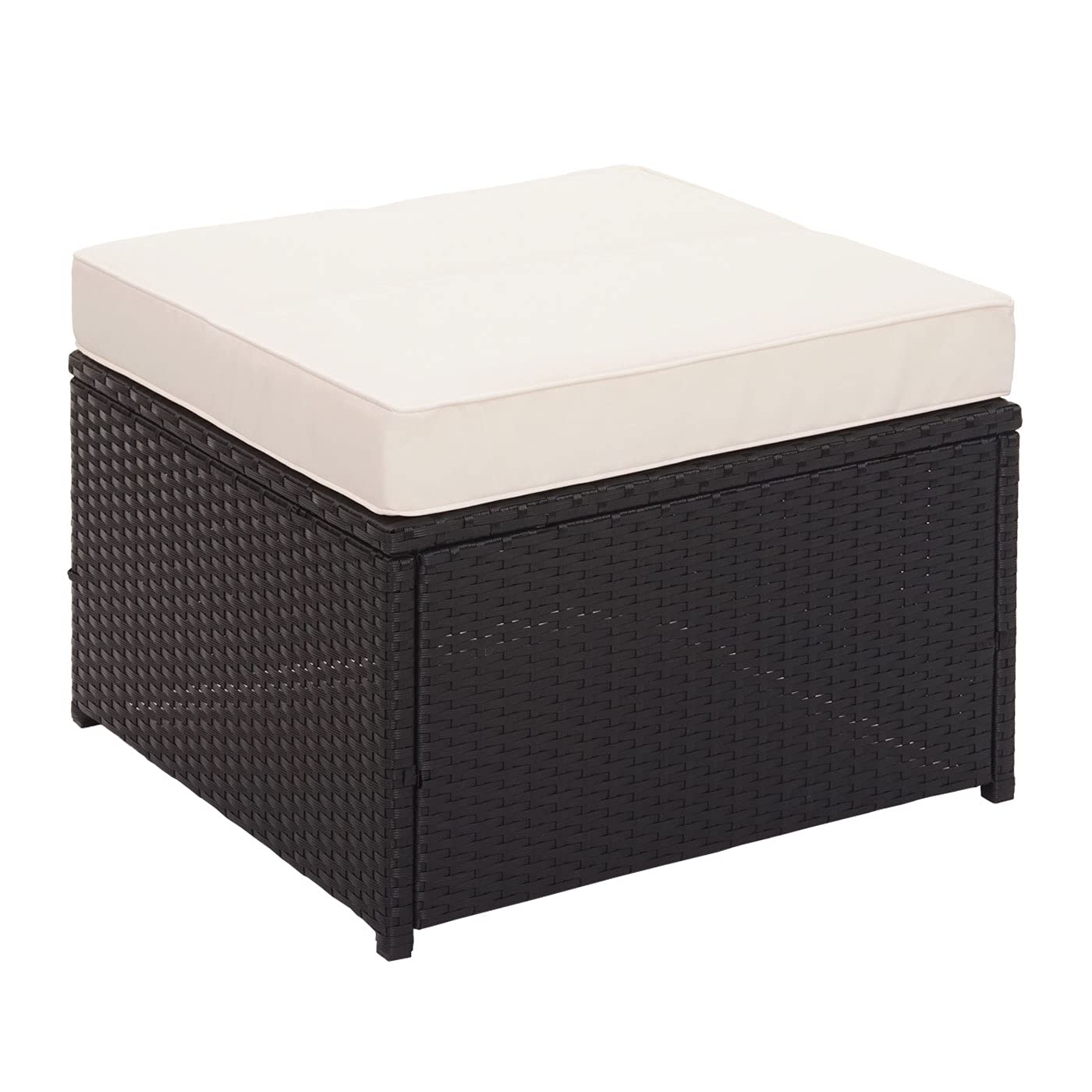 Mendler Set salotto giardino esterno salottino HWC-J34 polyrattan nero con cuscini avorio beige