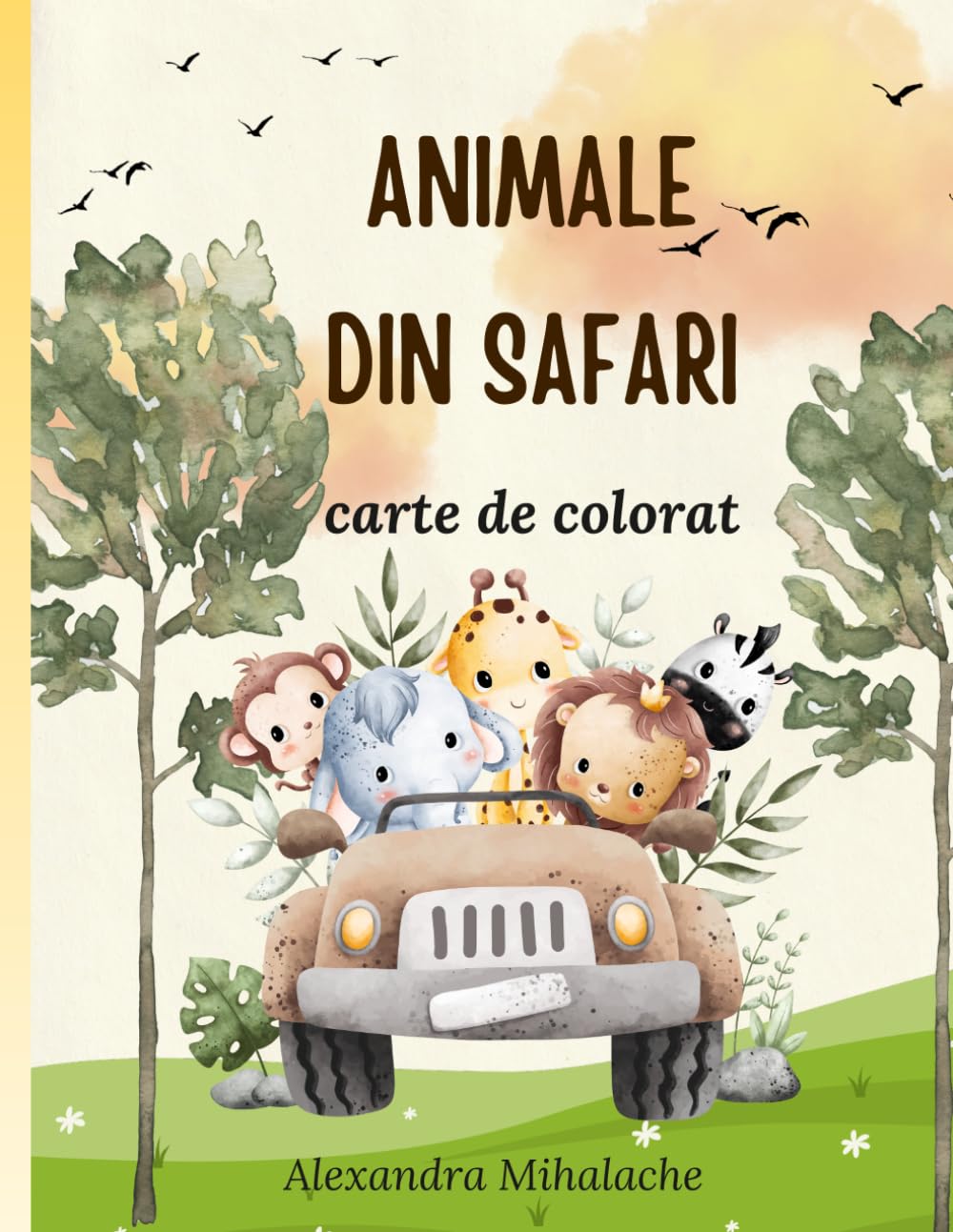 Animale de safari: carte de colorat