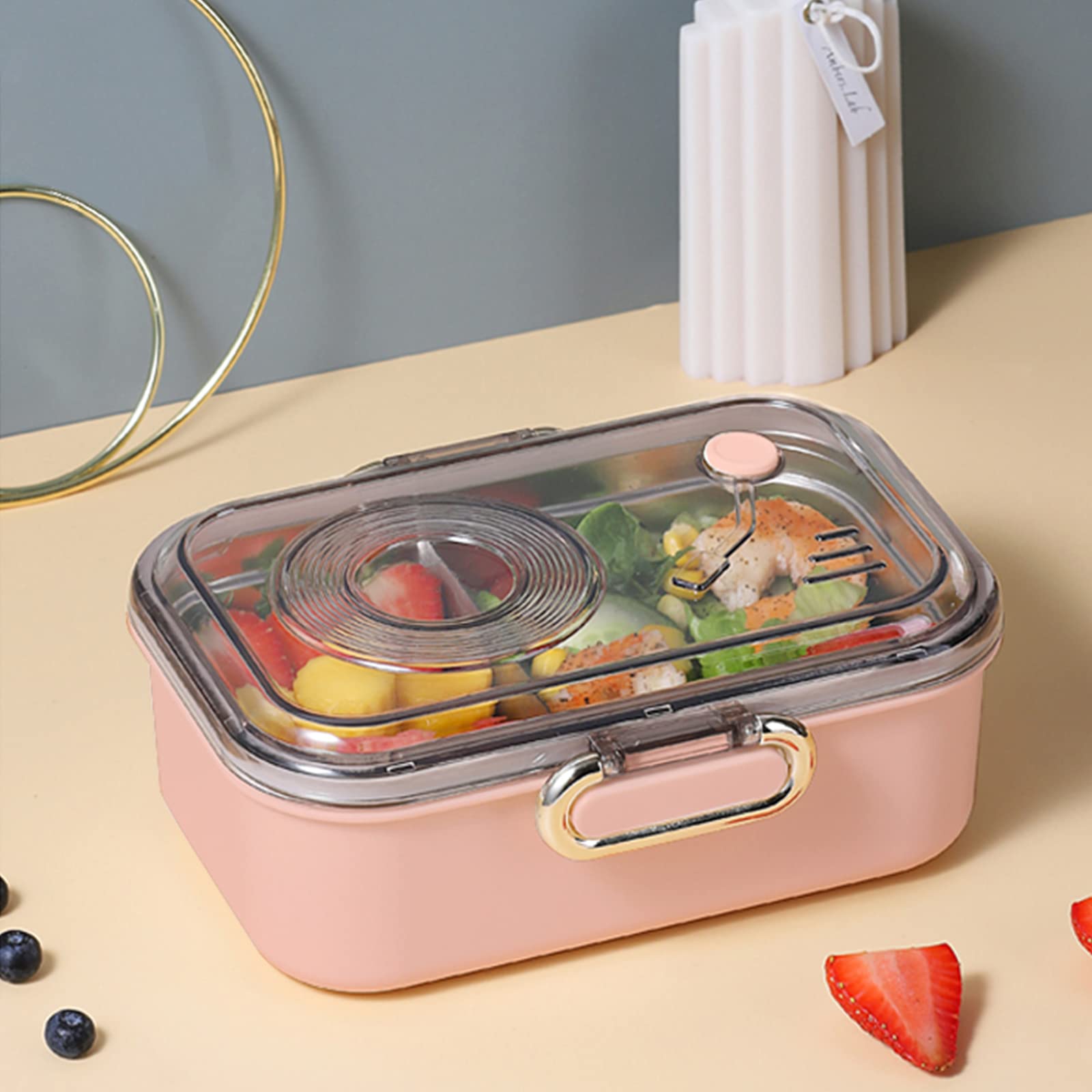 Boîte à Lunch 1900ML Txeouse - Boîte Bento Adulte Avec 3 Compartiments, Couverts Inclus, Sans BPA, Compatible Micro-ondes (Bleu Clair)