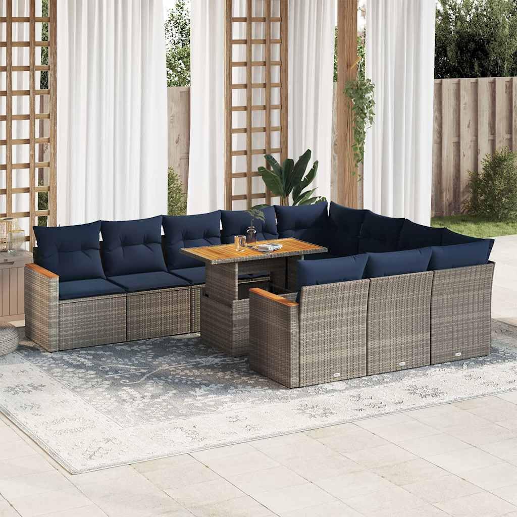 pleciony rattan PE na taras i patio zestaw szary