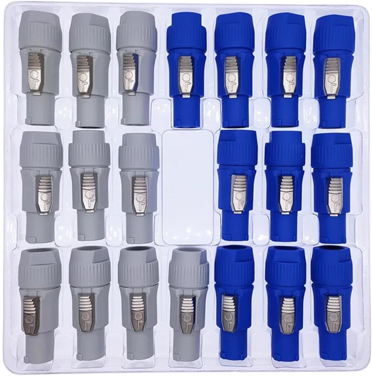 10PCS Powercon Connector 3 pins 20A 250V, Power Speaker Cable Connector Male Plug for LED Screen Stage Lighting(Blue Body-Yellow Cap)