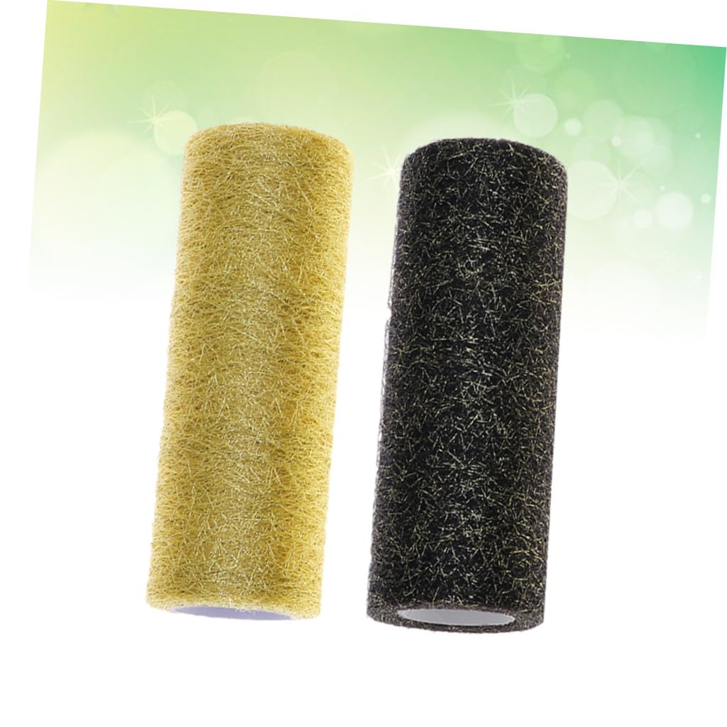 NUOBESTY 6pezzi Tulle Yards Nastro Decorativo Per Matrimonio Feste e Fai Da Te Nero Oro e Oro Per Gonne Tutù e Decorazioni Artigianali