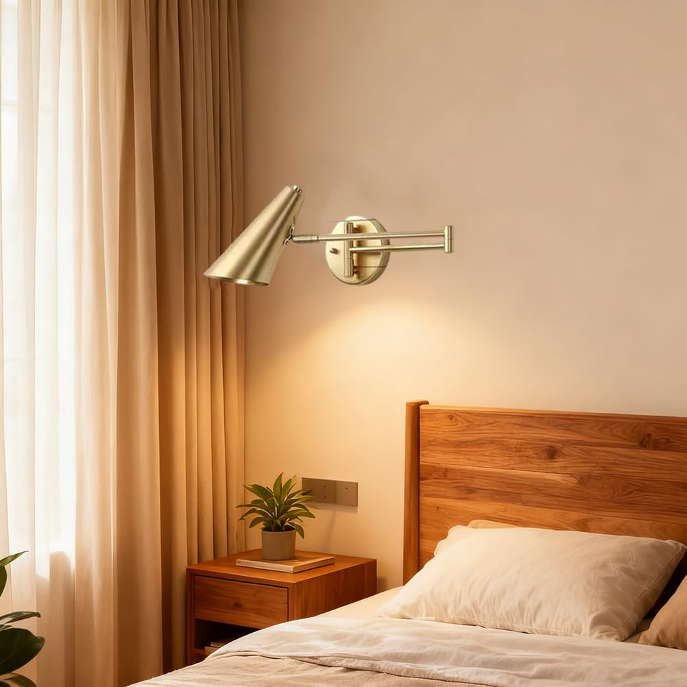 Schwenkarm Wandleuchte Leselampe Verstellbar mit E27 Fassung Nachttisch de Wall Scone Lange Dimmbar Wandlampe für Schlafzimmer Büro Studie Esszimmer,Schwarz,B1
