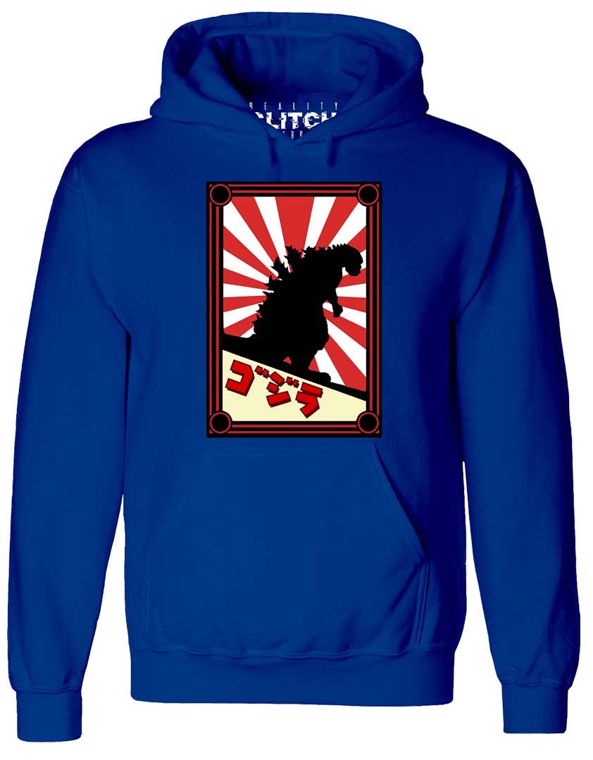 Reality Glitch Men's Royal Blue Japanese Monster Hoodie