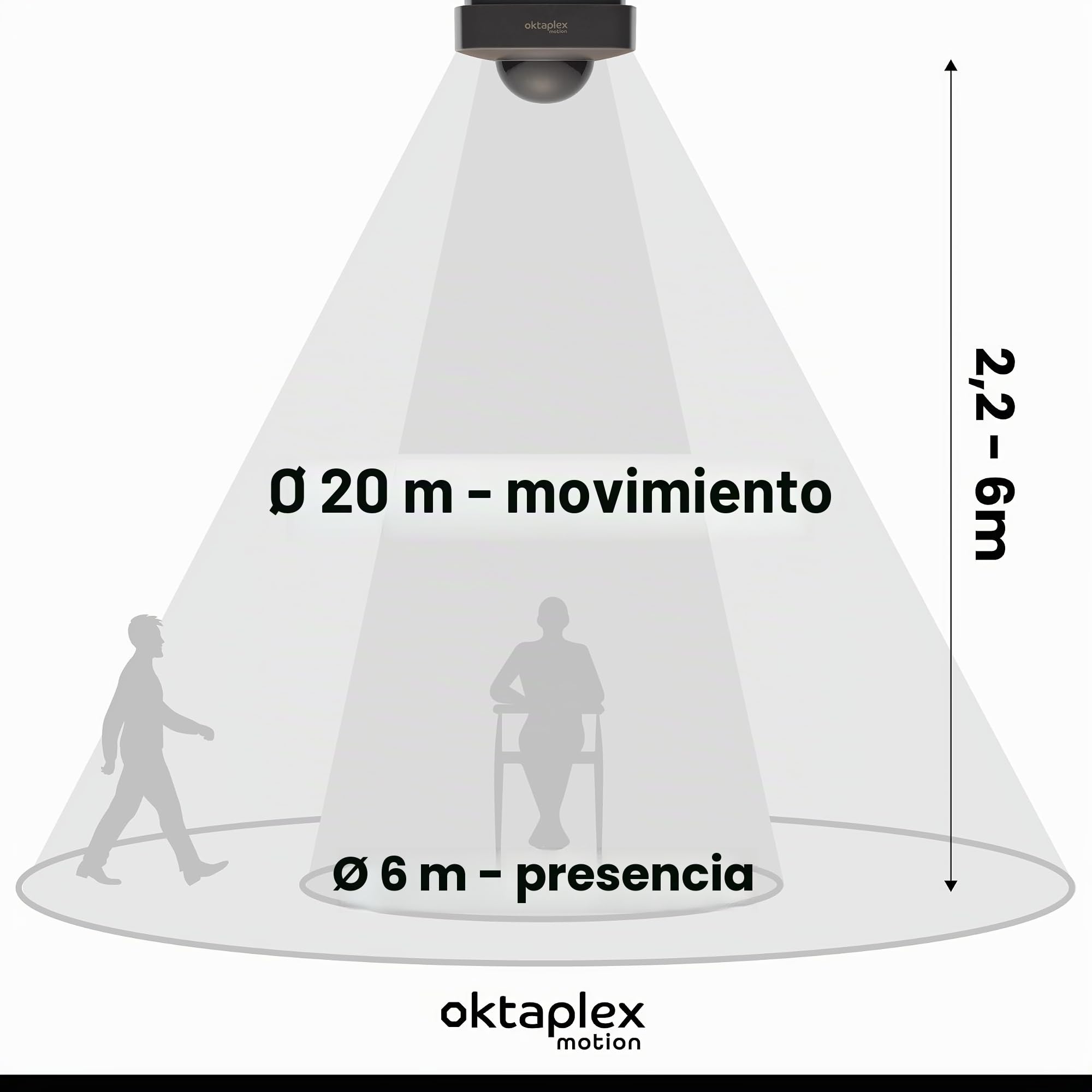 Oktaplex Lote de 2 detectores de Presencia Tim Detector de Movimiento 360° para Exterior IP65 Sensor de Movimiento PIR Antracita 230V
