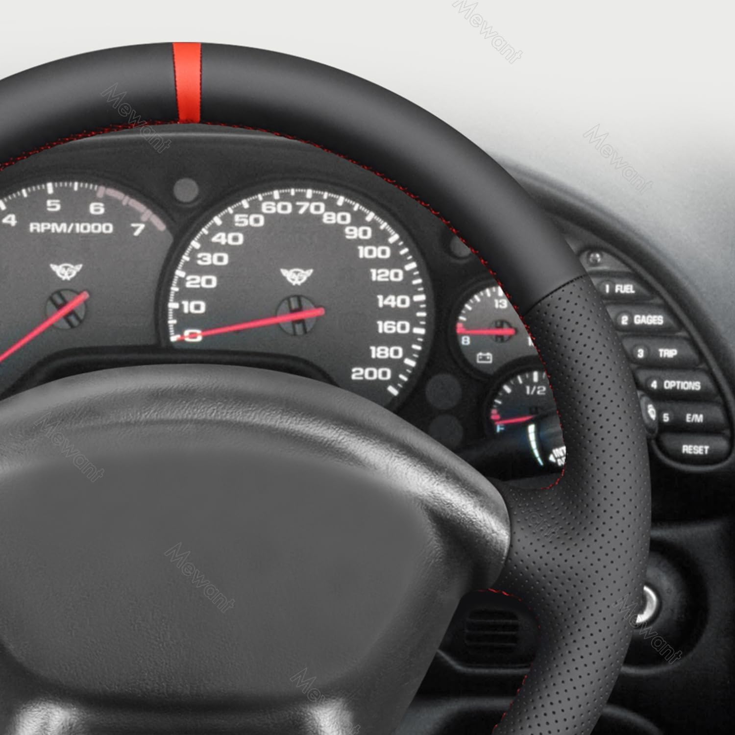MEWANT Funda de volante de cuero genuino cosida a mano para Chevrolet Corvette (C5) 1997-2004, accesorios para volante