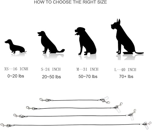 Miniatura 4 de Mogoko Cinturón de seguridad de automóvil para perro a prueba de mordidos, correa de acero inoxidable para mascotas, correa de cinturón de seguridad