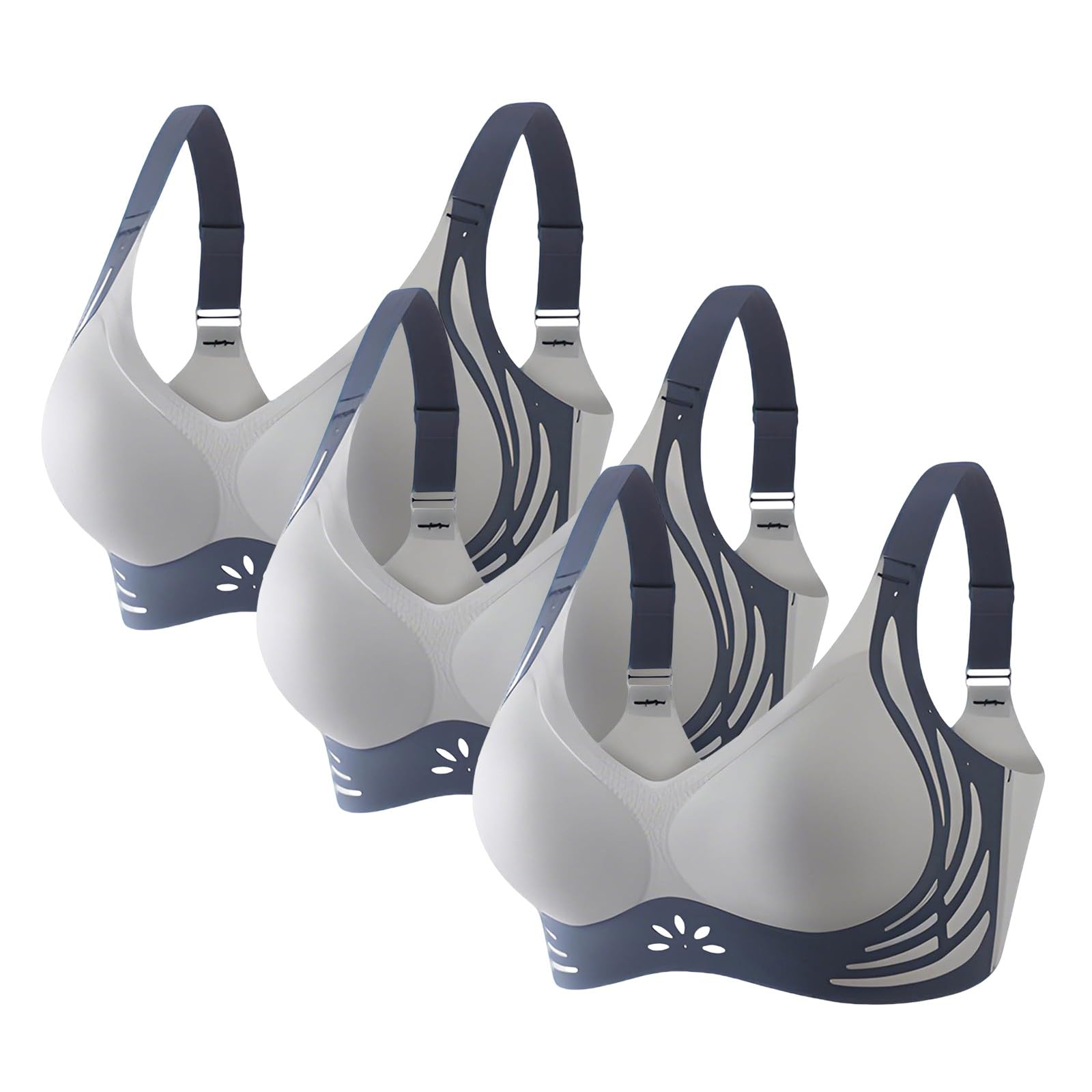 Biustonosze plus size dla kobiet UK Push Up Obwisłe piersi 3 szt. Bezszwowe, bezszwowe podparcie pleców z fiszbinami Podnoszenie bez fiszbin Biustonosz damski Freeolder Komfort na co dzień Duży biust