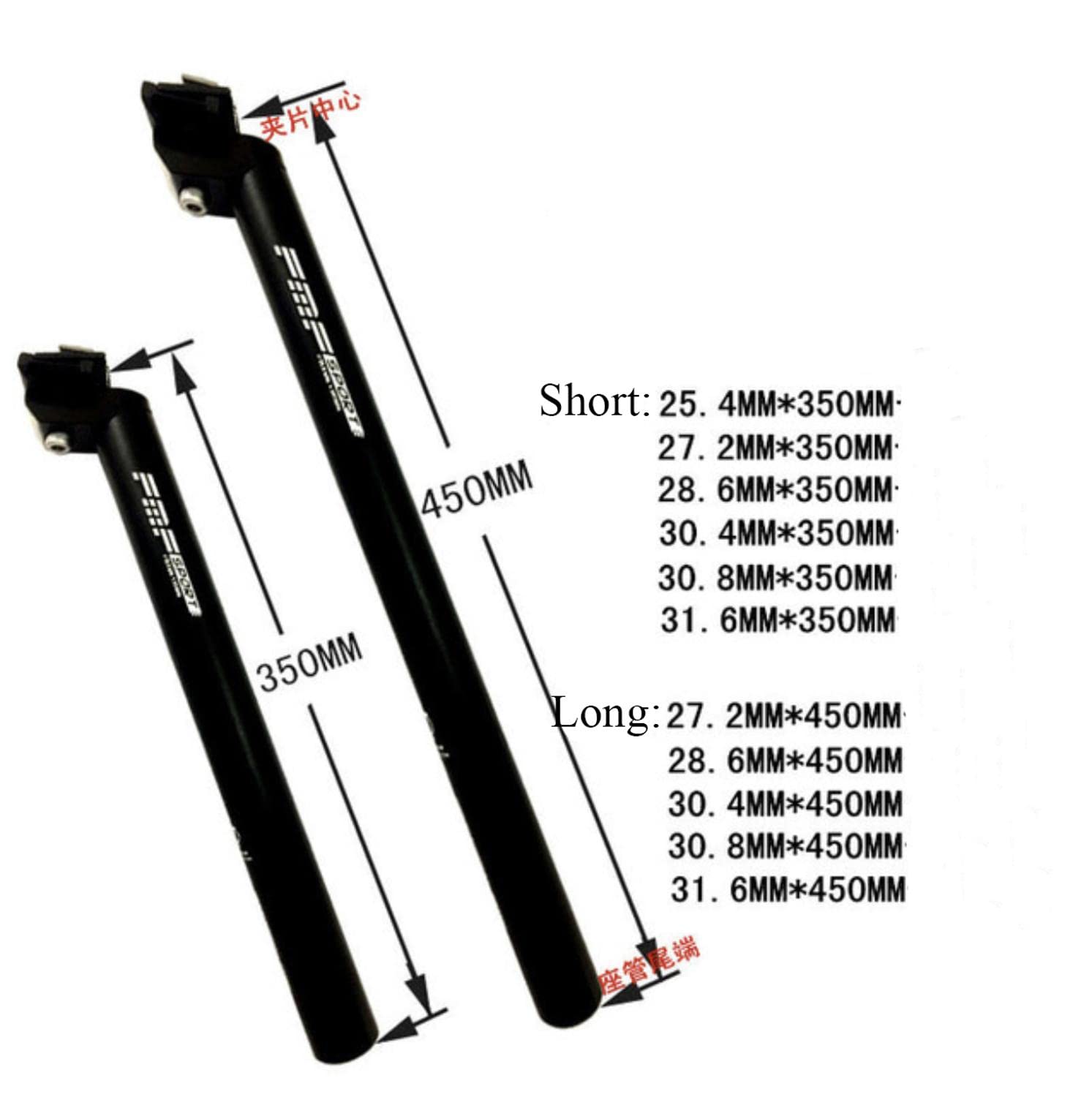 Fahrradsattelstütze MTB Rennrad Sattelstütze 25,4 27,2 28,6 30,4 30,9 31,6 mm 350/450 mm Aluminiumlegierung Sattelrohr Sattelstange Fahrradteil Fahrradsattelstütze (30,4 x 350 mm)