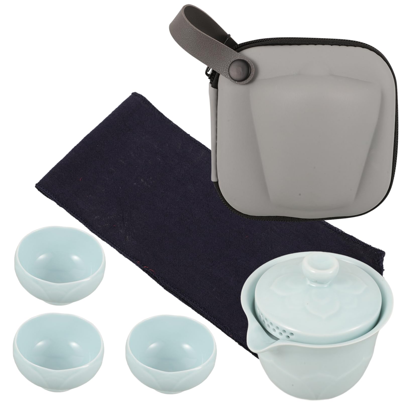 iplusmile 3juegos Té Portátil De Cerámica Set Completo Tazas y Tetera Elegante y Ligero Para Viajes y Oficina Para Aficionados Del Té