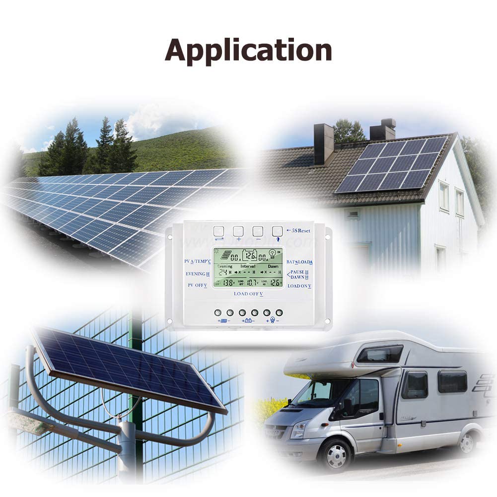 SolaMr 10A Régulateur de Charge Solaire 12V/24V Tension D'identification Automatique Régulateur D'intelligence de Panneau Solaire avec Écran LCD - T10
