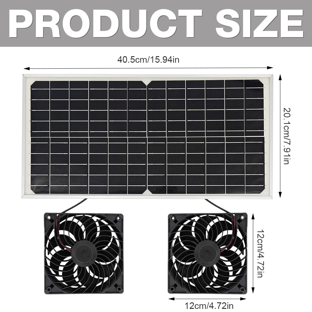 ADDLIVE Ventilateur Solaire 16V 16W Double Portable avec Batterie