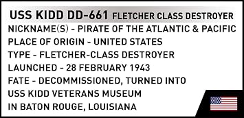COBI Historical Collection WWII USS Kidd (DD-661) / Fletcher-Class Destroyer, 706-pieces
