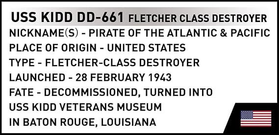 COBI Historical Collection WWII USS Kidd (DD-661) / Fletcher-Class Destroyer, 706-pieces