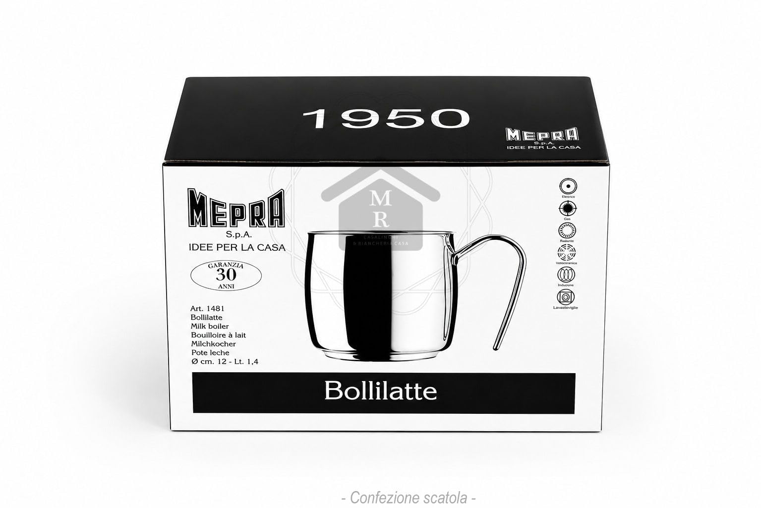 BOLLILATTE 1950 ACCIAIO INOX 18/10 TRIPLO FONDO INDUZIONE (Bollilatte cm. 12)