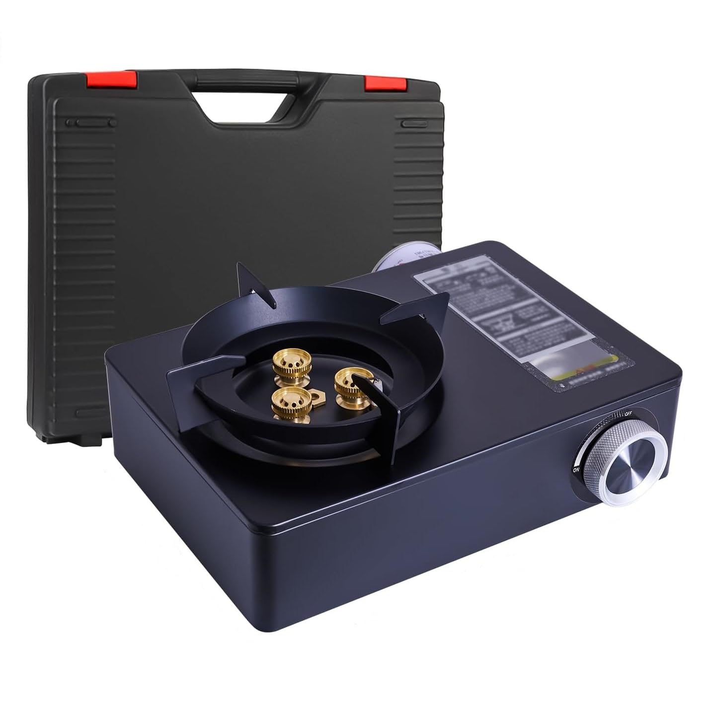 Portable 5KW Gas Stove with 12,000 BTU Burner & Grill Plate โ Outdoor Camping BBQ Cooker with Drip Tray, Carry Case โ Foldable, Lightweight & Safe for Hiking, Picnics, Backpacking & Travel