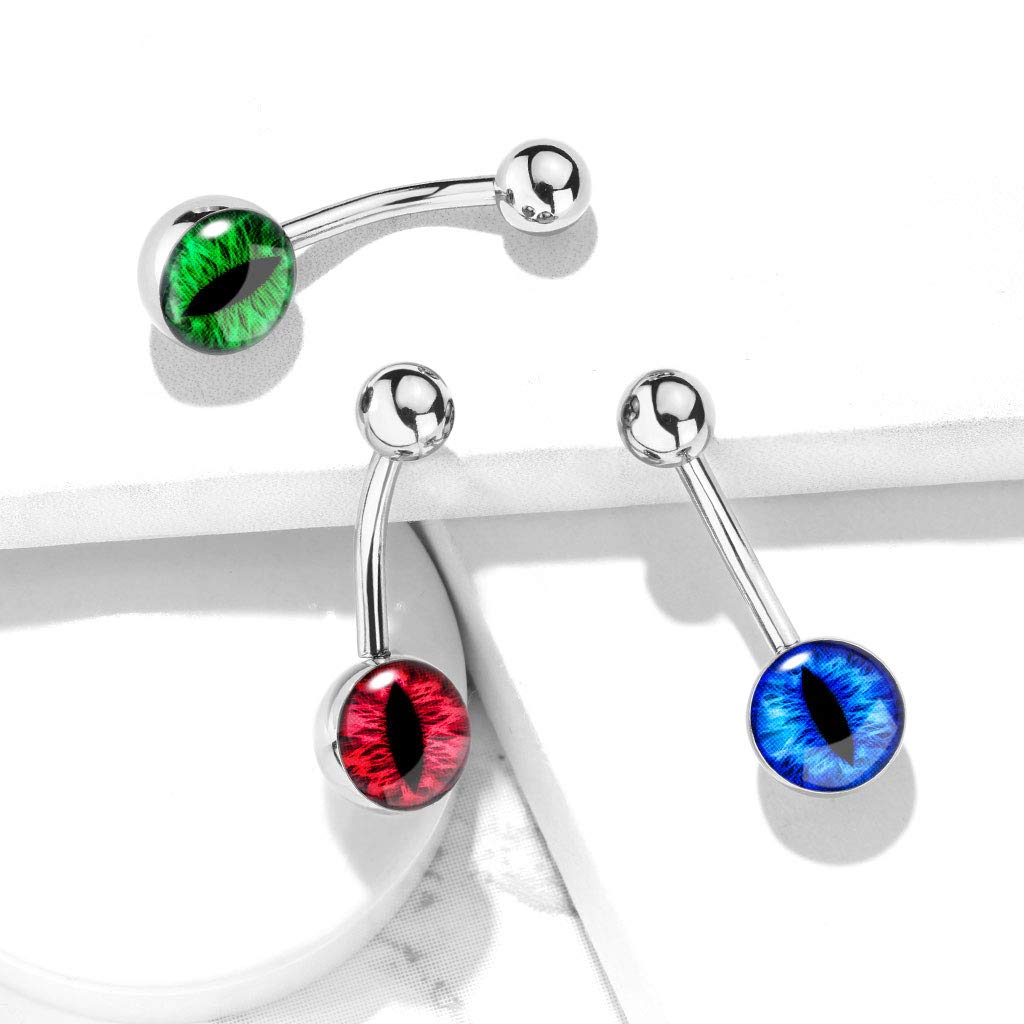 Via Mazzini Anti Tarnish 316L Surgical Stainless Steel Dragons Eye Belly Button Navel Ring for Women and Girls (BB0079) 1 Pc 3
