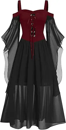 OIOLOYJM Witch Costume Women Sexy Plus Size Renaissance Vampire Gothic Halloween Costumes Woman 2025 Clothes Dresses