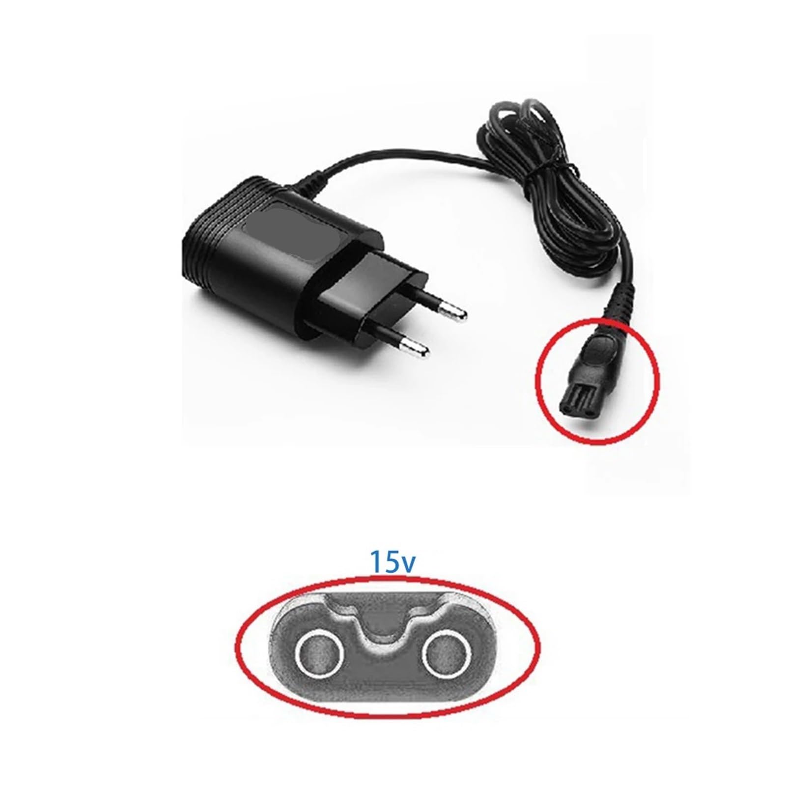 Caricatore For Rasoio, Compatibile Con Philips HQ8505 | Caricabatterie a 2 poli Adattatore di alimentazione 15 V 5,4 W 6070 6071 6073 6075 7350 8870 9080 RQ1290 PT730 AT891(5PCS)