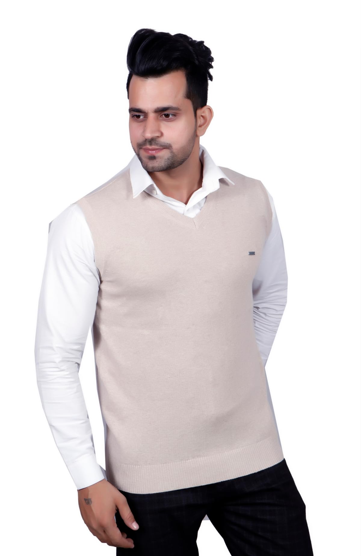 godfrey Men V-Neck Woolen Sleeveless Half Sweater for Winter-picture-40