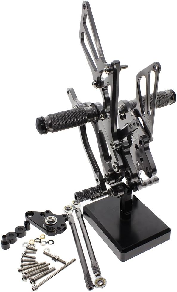 FXCNC CNC CBR 600RR Billet Motorcycle Rearset Foot Pegs Rear Set Footrests Fully Adjustable Foot Boards Compatible with CBR600RR ABS 2009-2019