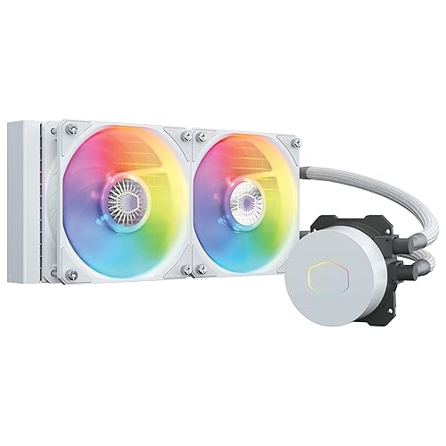 Cooler Master MasterLiquid ML240L ARGB V2 Enfriador líquido de CPU AIO de bucle cerrado blanco, bomba de doble cámara, radiador de 9.449 in,