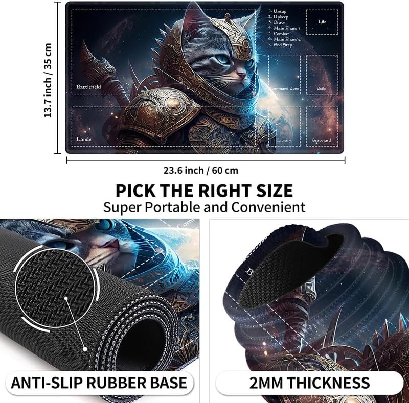Miniatura 3 de Tapete de juego con zonas para juegos de cartas MTG, alfombrillas de juego mágicas de mesa de 24 x 14 pulgadas, escritorio de juegos de mesa