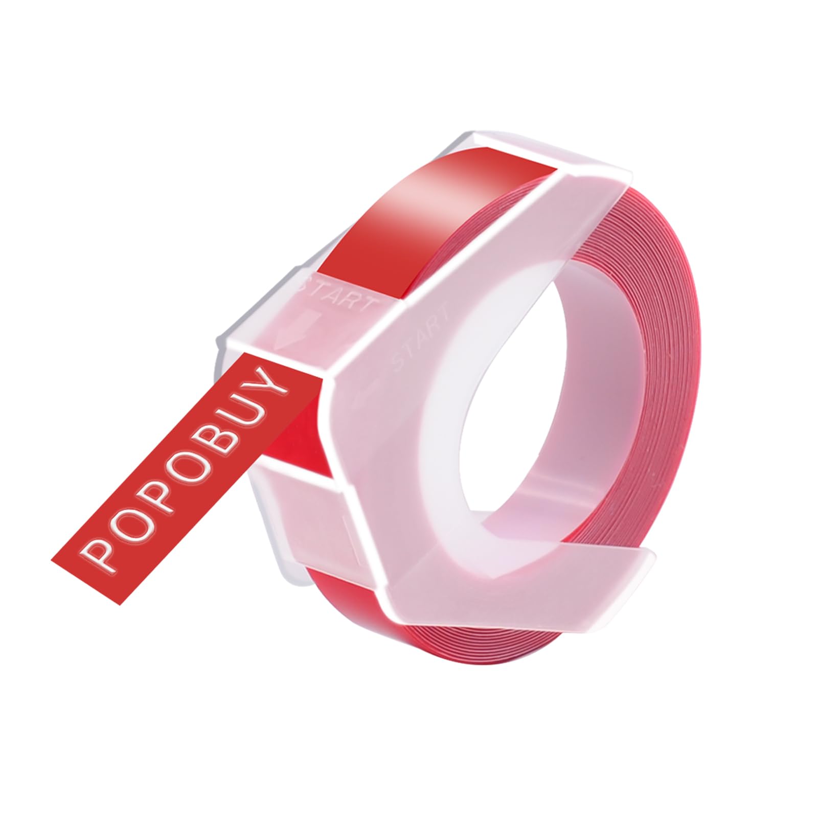 POPOBUY 20 Pack Embossing Label 1/2 Inch A521202 Compatible for DYMO 3D Plastic Emboss Tape 521202 White on Red, 12mm x 3m for Office Mate II 1540 154000, MoTEX E101 E404 Label Makers