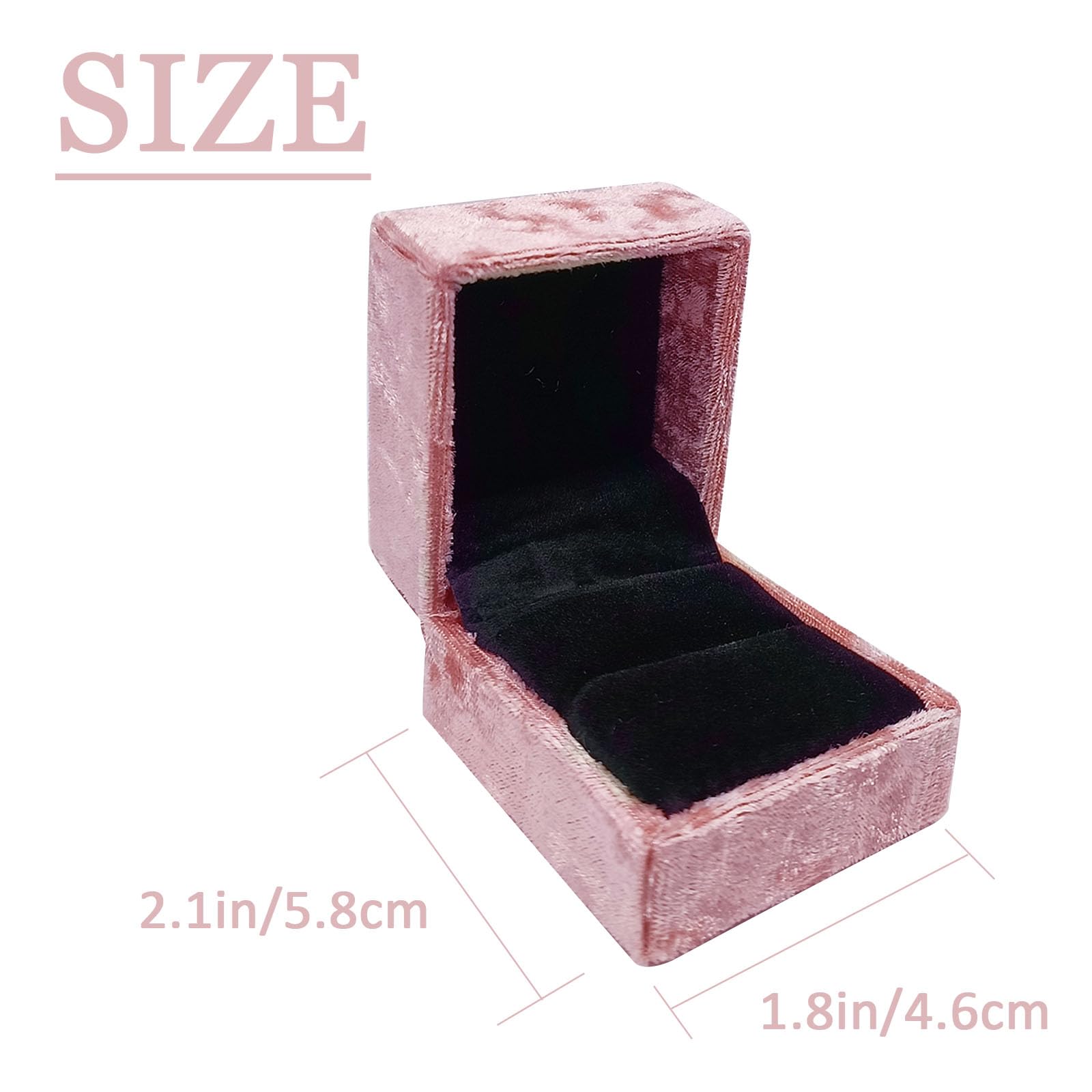 SHAOUMAN Elegant Velvet Ring Display Box|Peach Pink Single Slot Ring Box for Proposal|Gift for Engagement, Proposal|Mothers Day Gifts