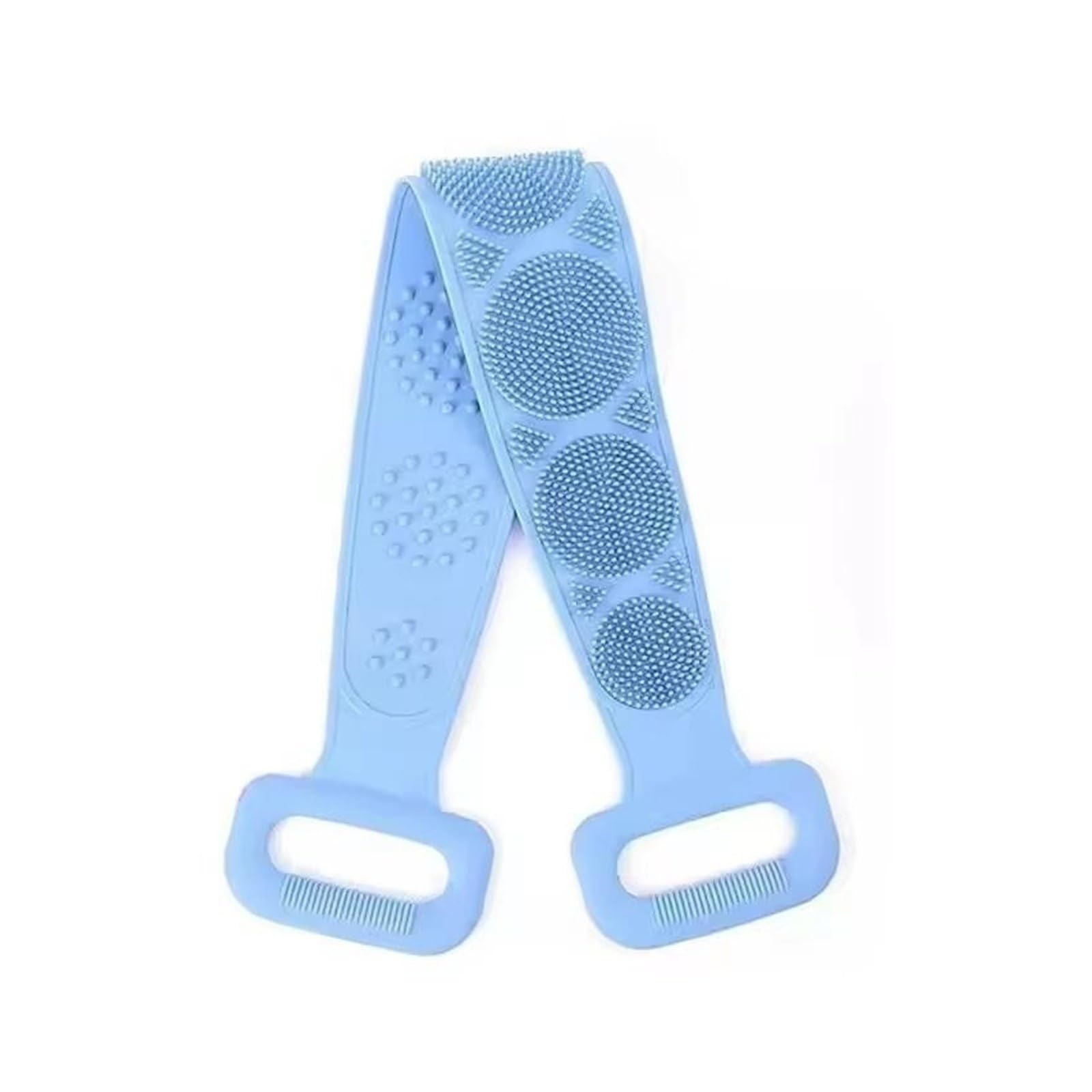 Cepillo de silicona para la parte trasera de la ducha, exfoliante, masaje, limpieza profunda (azul)