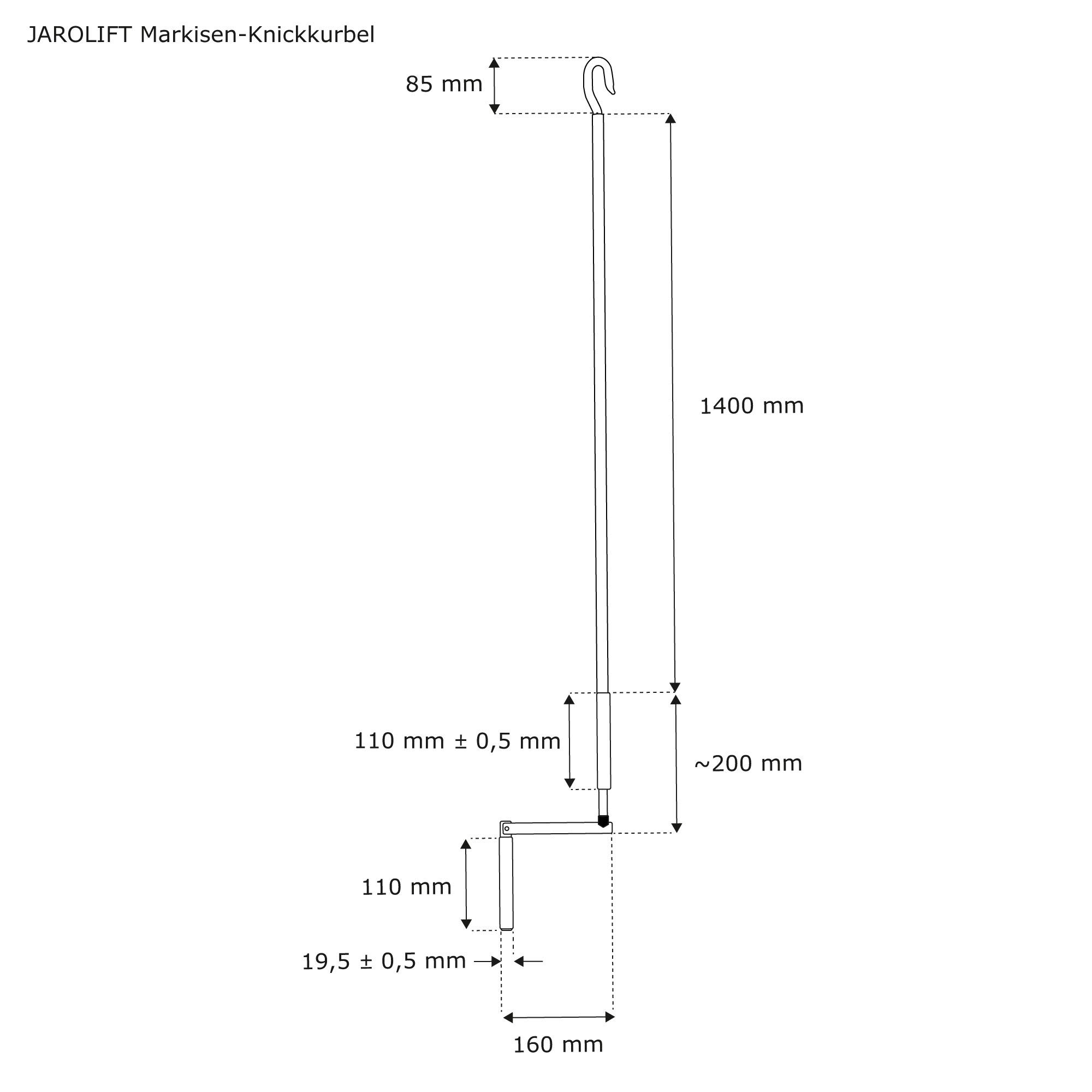 jarolift Manivelle de Store Repliable 180 cm Blanche