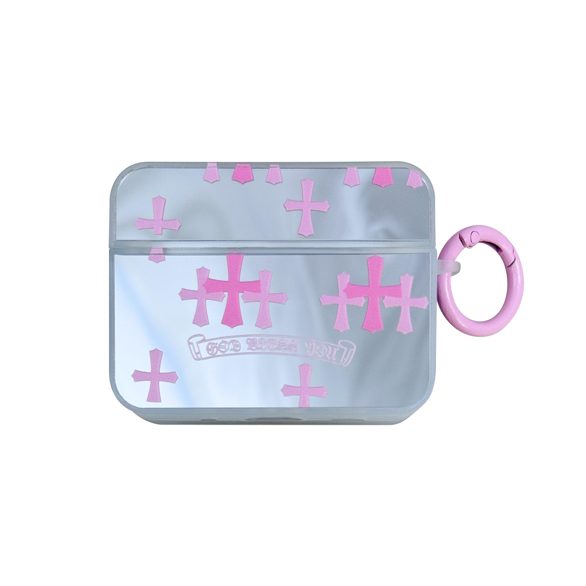 ezyuzy for AirPods Pro 2nd Generation Case Cool Cross Cover for Airpods pro Case Pink Fits Apple Earbuds Soft Silicone Shockproof Protective Cover(Pink,AirPodsPro2)