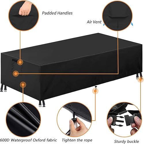 Miniatura 4 de KALINCO Fundas para muebles de patio, resistente 600D, funda impermeable para muebles de exterior, funda para mesa y silla, a prueba de viento y