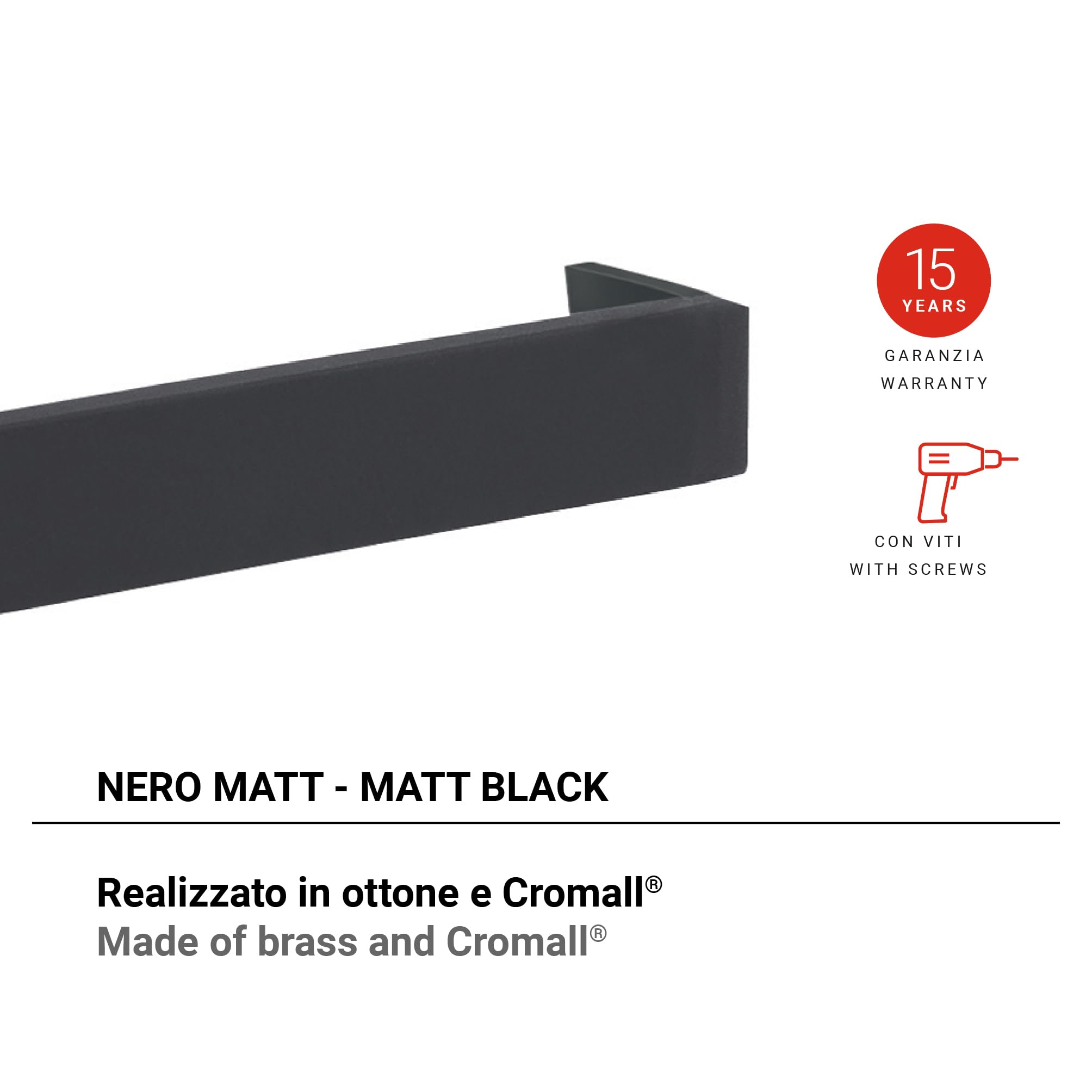 Gedy Pirenei Toilet Roll Holder Matte Black, Dull Black, 16,6x6,6x2,6cm - Image 2