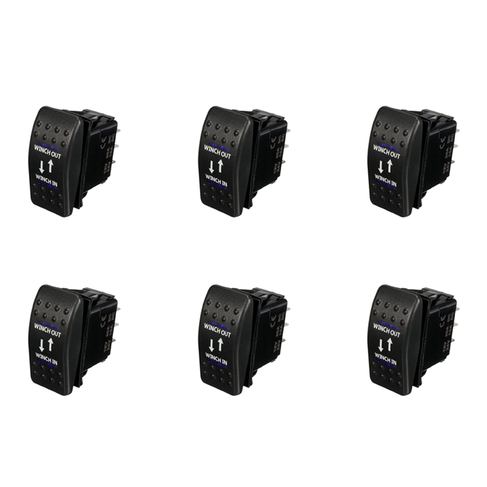 Interrupteur à bascule haut de gamme 12V 7 broches commande double DEL bleue - 5