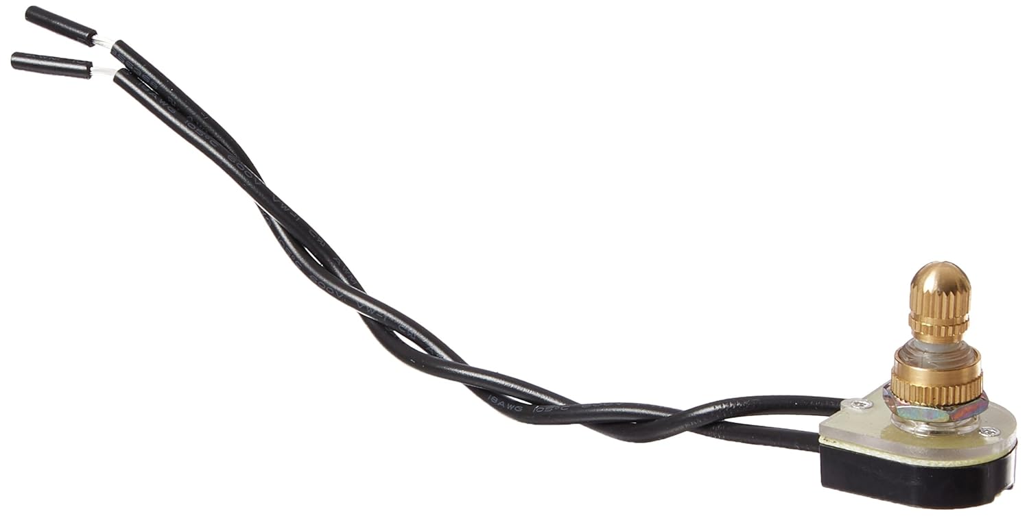 Morris 70220 Rotary Switch, SPST, Brass Button, On-Off with 6 Leads