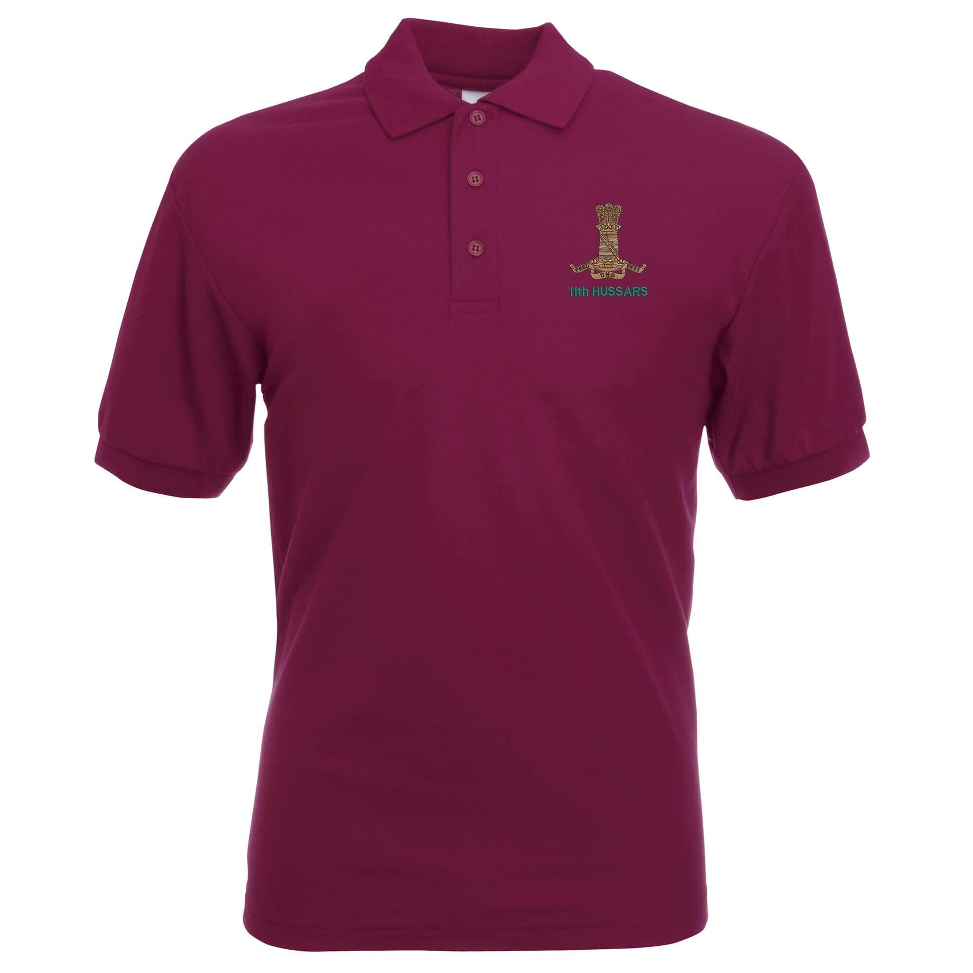 Pineapple Joe's Men's Burgundy 11Th Hussars Embroidered Polo - Large