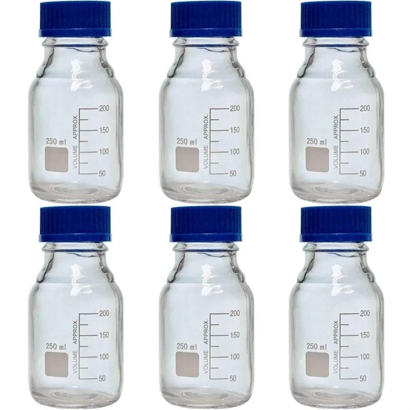 2 pezzi 50ml/100ml/250ml/500ml bottiglie di vetro rotonde for la conservazione dei media con tappo a vite GL45, vetro borosilicato(100ml)
