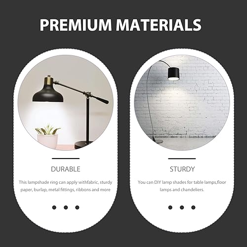 Miniatura 3 de minkissy Lámpara de araña, marco de pantalla, 2 piezas, cubierta de lámpara de alambre de 9.8 in, anillo de fijación de lámpara de bricolaje, anillo